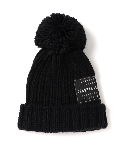 CHUBBYGANG(チャビーギャング)の「ポンポンニットキャップ(ニットキャップ/ビーニー・キッズ・ホワイト/ブラック・FREE)」の2枚目の写真