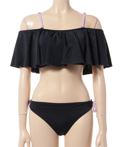 Casselini(キャセリーニ)の「casselini:ラッフルオフショルダースイムウェア(水着・レディース・オレンジ系その他/ネイビー・ONE SIZE)」の3枚目の写真