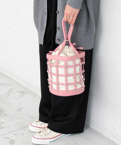 BEAUTY&YOUTH UNITED ARROWS（ビューティーアンドユースユナイテッドアローズ）の「BY∴ メッシュスタッズドローストトートバッグ ◆（トートバッグ・レディース・ブラック/ピンク・FREE）」の2枚目の写真