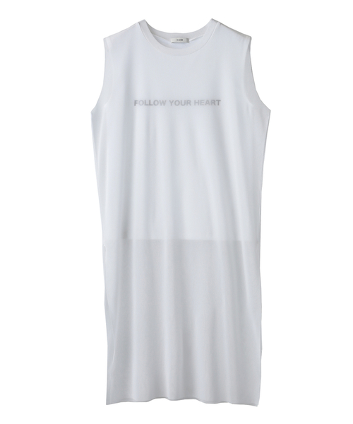 CLANE(クラネ)の「SEE THROUGH LAYER LOGO TOPS(Tシャツ/カットソー・レディース・ホワイト/ブラック・2/1)」の2枚目の写真