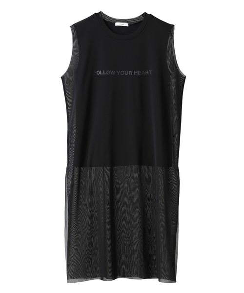 CLANE(クラネ)の「SEE THROUGH LAYER LOGO TOPS(Tシャツ/カットソー・レディース・ホワイト/ブラック・2/1)」の1枚目の写真