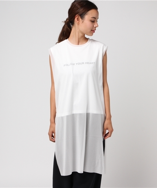 CLANE(クラネ)の「SEE THROUGH LAYER LOGO TOPS(Tシャツ/カットソー・レディース・ホワイト/ブラック・2/1)」の3枚目の写真