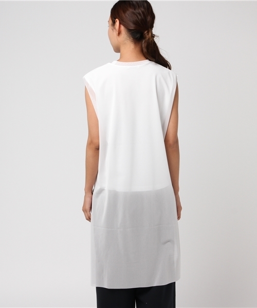 CLANE(クラネ)の「SEE THROUGH LAYER LOGO TOPS(Tシャツ/カットソー・レディース・ホワイト/ブラック・2/1)」の5枚目の写真