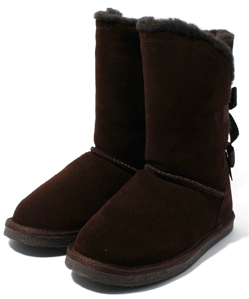 NANO universe(ナノユニバース)の「ウールインソールバックリボン カウレザーブーツ(ブーツ・レディース・キャメル/ブラウン/ブラック・37/38/39)」の3枚目の写真