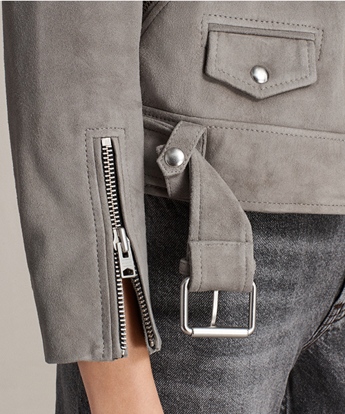 ALLSAINTS（オールセインツ）の「SUEDE COLE BIKER（ライダースジャケット・レディース・ダークグレー/ピンク・10/8/6/4/2）」の12枚目の写真