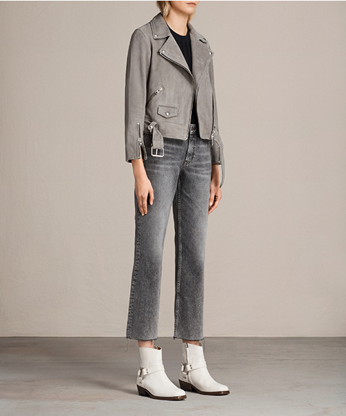 ALLSAINTS（オールセインツ）の「SUEDE COLE BIKER（ライダースジャケット・レディース・ダークグレー/ピンク・10/8/6/4/2）」の13枚目の写真