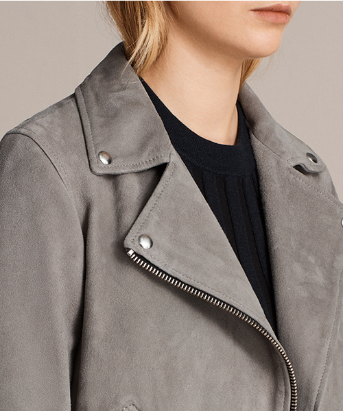 ALLSAINTS（オールセインツ）の「SUEDE COLE BIKER（ライダースジャケット・レディース・ダークグレー/ピンク・10/8/6/4/2）」の17枚目の写真