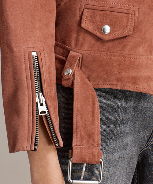 ALLSAINTS（オールセインツ）の「SUEDE COLE BIKER（ライダースジャケット・レディース・ダークグレー/ピンク・10/8/6/4/2）」の19枚目の写真
