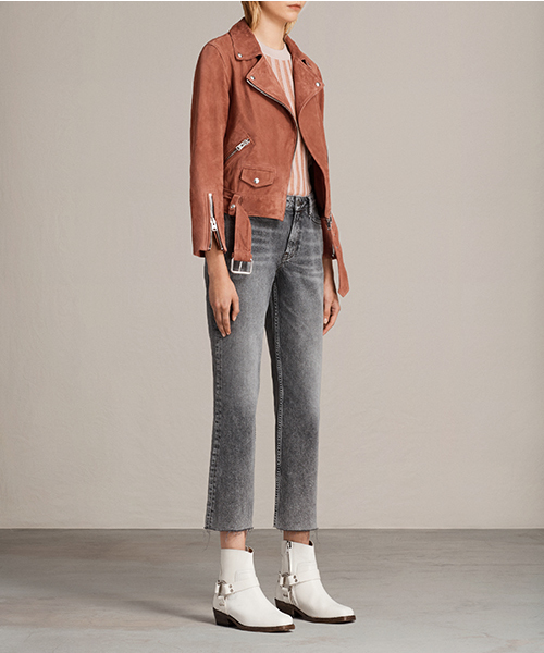 ALLSAINTS（オールセインツ）の「SUEDE COLE BIKER（ライダースジャケット・レディース・ダークグレー/ピンク・10/8/6/4/2）」の20枚目の写真