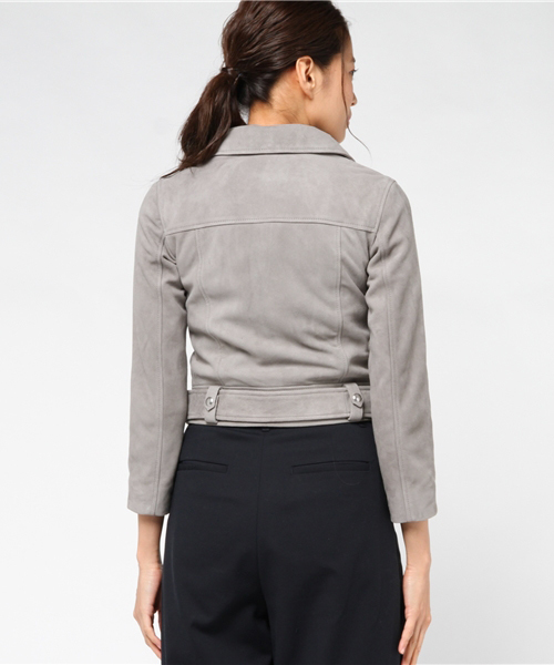 ALLSAINTS（オールセインツ）の「SUEDE COLE BIKER（ライダースジャケット・レディース・ダークグレー/ピンク・10/8/6/4/2）」の5枚目の写真