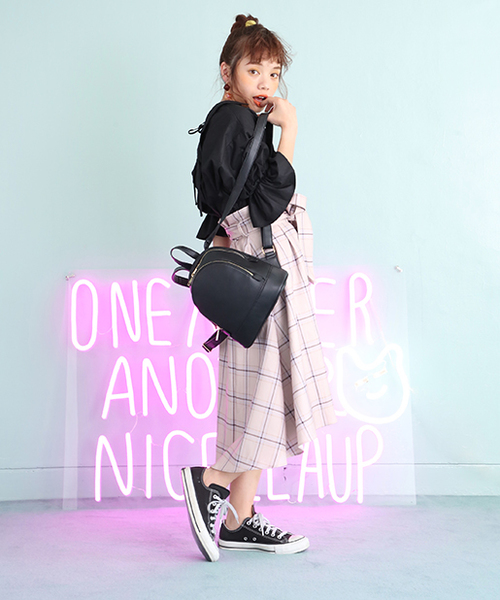 one after another NICE CLAUP（ワンアフターアナザーナイスクラップ）の「リボン付きミディスカ―ト（スカート・レディース・グレー系その他/ベージュ系その他/パープル系その他/マスタード・FREE）」の15枚目の写真