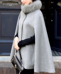 RUIRUE BOUTIQUE | ＼優木まおみさん着用／【レディースアウター　コート】リアルフォックスファー付きケープコート・ウール100％(その他アウター)