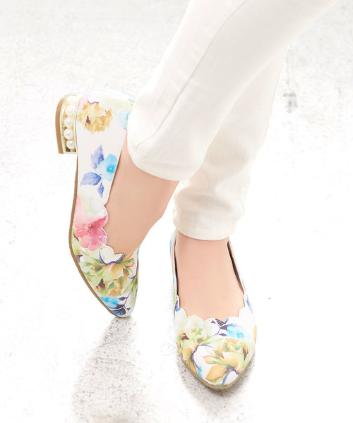 KOBE LETTUCE（コウベレタス）の「きらめくヒールで存在感をプラス！フラワーカットDesign☆パールヒールフラットパンプス/フラットシューズ/レディース靴[I1406]神戸レタス（パンプス・レディース・ベージュ/ワインレッド/ブラック/ネイビー/その他/ラベンダー・S/LL/M/L）」の6枚目の写真