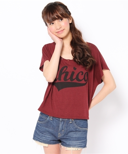 Chico（チコ）の「ChicoスタッズT（Tシャツ/カットソー・レディース・ホワイト/グレー/ブラック/ワインレッド・FREE）」の4枚目の写真