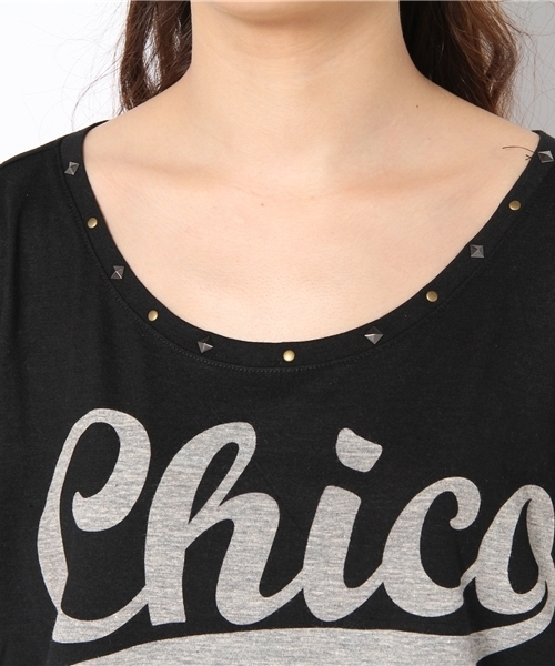 Chico（チコ）の「ChicoスタッズT（Tシャツ/カットソー・レディース・ホワイト/グレー/ブラック/ワインレッド・FREE）」の5枚目の写真