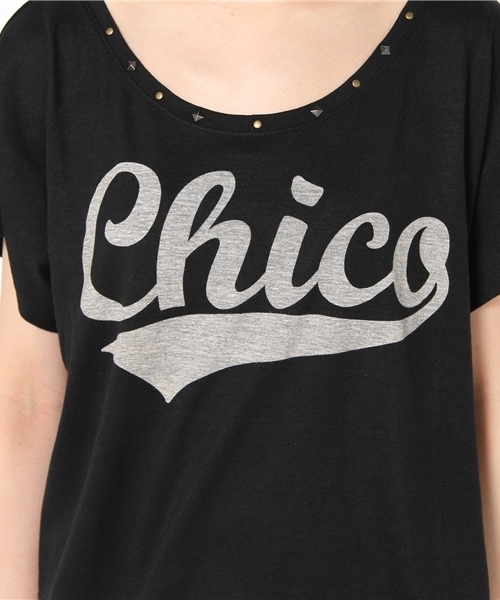 Chico（チコ）の「ChicoスタッズT（Tシャツ/カットソー・レディース・ホワイト/グレー/ブラック/ワインレッド・FREE）」の9枚目の写真