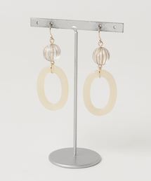 【シーラカンス】クリアオーバルゴールドピアス