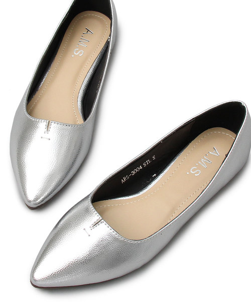 A.M.S.（エーエムエス）の「【A.M.S./エーエムエス】 ポインテッドトゥ フラットパンプス  / フラットシューズ（パンプス・レディース・ブラック/ベージュ/シルバー/ブラック系その他/シルバー系その他・SS/S/M/L/XL）」の5枚目の写真