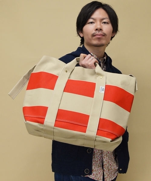 SHIPS（シップス）の「AMIACALVA for SHIPS: ボーダー キャンバス/トートバッグ■（トートバッグ・メンズ・ブルー系その他/レッド系その他/イエロー系その他・ONE SIZE）」の3枚目の写真