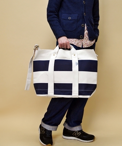 SHIPS（シップス）の「AMIACALVA for SHIPS: ボーダー キャンバス/トートバッグ■（トートバッグ・メンズ・ブルー系その他/レッド系その他/イエロー系その他・ONE SIZE）」の6枚目の写真