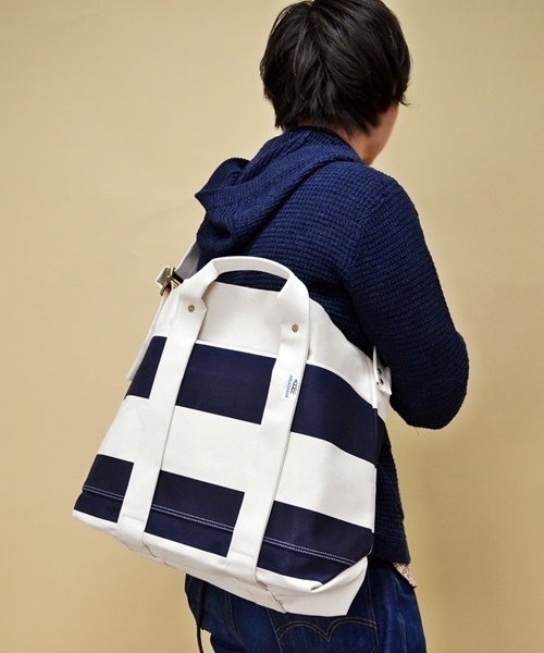 SHIPS（シップス）の「AMIACALVA for SHIPS: ボーダー キャンバス/トートバッグ■（トートバッグ・メンズ・ブルー系その他/レッド系その他/イエロー系その他・ONE SIZE）」の8枚目の写真