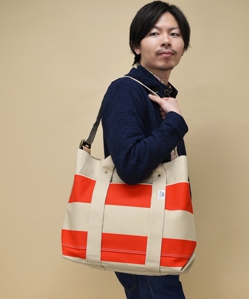 SHIPS（シップス）の「AMIACALVA for SHIPS: ボーダー キャンバス/トートバッグ■（トートバッグ・メンズ・ブルー系その他/レッド系その他/イエロー系その他・ONE SIZE）」の9枚目の写真