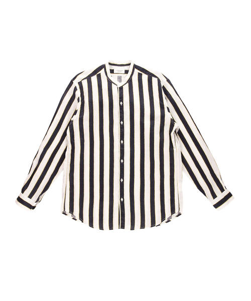 UNITED ARROWS（ユナイテッドアローズ）の「UASB リネン プリントストライプ バンドカラー ◆（シャツ/ブラウス・メンズ・ネイビー・X-LARGE/LARGE/MEDIUM/SMALL）」の10枚目の写真