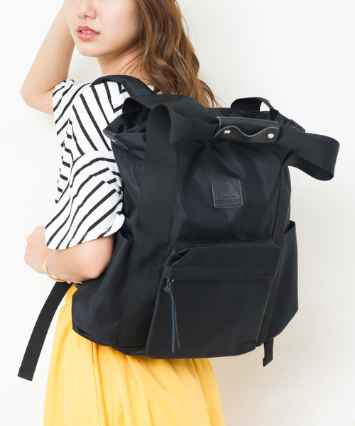 and mikka(アンドミカ)の「【WEB限定】and mikka / 軽量 2wayトート&リュック マザーズリュック(バックパック/リュック・レディース・ブラック/グレー/グリーン/ネイビー/イエロー/ピンク/カーキ・FREE)」の2枚目の写真