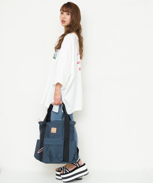 and mikka(アンドミカ)の「【WEB限定】and mikka / 軽量 2wayトート&リュック マザーズリュック(バックパック/リュック・レディース・ブラック/グレー/グリーン/ネイビー/イエロー/ピンク/カーキ・FREE)」の19枚目の写真