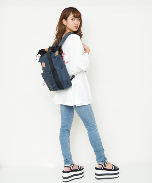 and mikka(アンドミカ)の「【WEB限定】and mikka / 軽量 2wayトート&リュック マザーズリュック(バックパック/リュック・レディース・ブラック/グレー/グリーン/ネイビー/イエロー/ピンク/カーキ・FREE)」の20枚目の写真