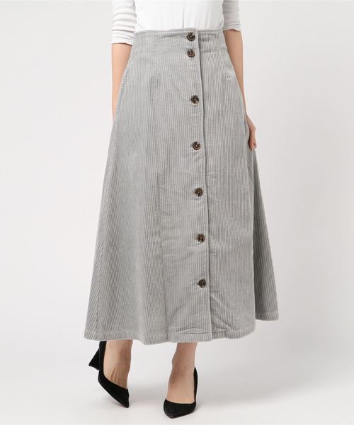 Doux archives（ドゥアルシーヴ）の「6Wコーデュロイフロントボタンスカート（スカート・レディース・グレー/ベージュ/オフホワイト・SMALL/MEDIUM）」の13枚目の写真