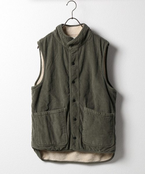 SAVE KHAKI UNITED（セーブカーキユナイテッド）の「SKU CORDUROY AND BERBER VEST #（ブルゾン・メンズ・オリーブ/ブラック系その他/ダークブルー・SMALL/MEDIUM/LARGE）」の3枚目の写真