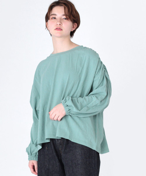 RNA-N（アールエヌエーエヌ）の「M1228 ショルダーギャザープルオーバー（Tシャツ/カットソー・レディース・ネイビー/オフホワイト/ミント・MEDIUM）」の14枚目の写真