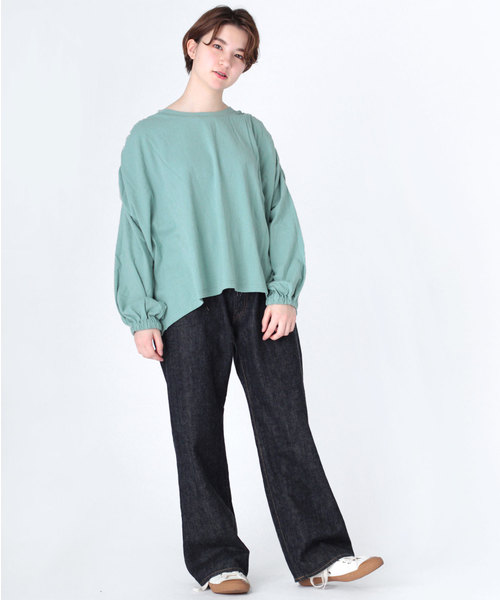 RNA-N（アールエヌエーエヌ）の「M1228 ショルダーギャザープルオーバー（Tシャツ/カットソー・レディース・ネイビー/オフホワイト/ミント・MEDIUM）」の15枚目の写真