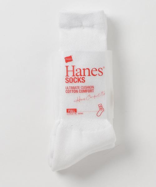 HANES(ヘインズ)の「HANES (へインズ) 2足組 フルレングスソックス コンフォートフィット【フルパイル】 (HMSBN003)(ソックス/靴下・メンズ・ホワイト・MEDIUM)」の1枚目の写真