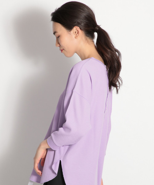 niko and...（ニコアンド）の「バックヘンリーワッフルプルオーバー（Tシャツ/カットソー・レディース・ホワイト/ベージュ/ライトグリーン/ネイビー/ラベンダー/キャメル・MEDIUM/LARGE）」の16枚目の写真