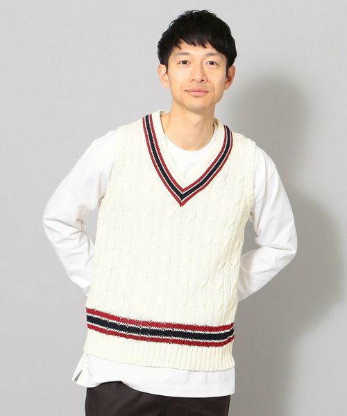 SHIPS JET BLUE（シップスジェットブルー）の「【MEN'S NON-NO 5月号 p.110掲載】James Charlotte×SHIPS JET BLUE: 別注 チルデンコットンベスト（ベスト・メンズ・ネイビー/ナチュラル・SMALL/MEDIUM/LARGE）」の2枚目の写真