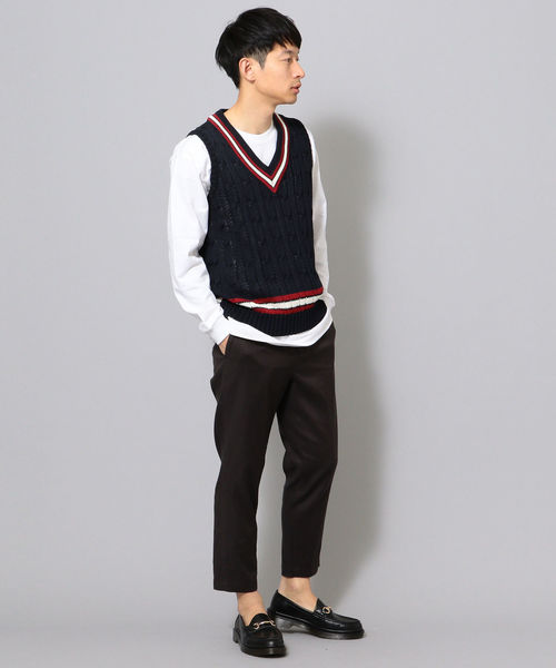 SHIPS JET BLUE（シップスジェットブルー）の「【MEN'S NON-NO 5月号 p.110掲載】James Charlotte×SHIPS JET BLUE: 別注 チルデンコットンベスト（ベスト・メンズ・ネイビー/ナチュラル・SMALL/MEDIUM/LARGE）」の6枚目の写真