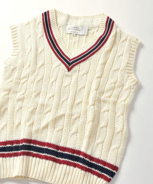 SHIPS JET BLUE（シップスジェットブルー）の「【MEN'S NON-NO 5月号 p.110掲載】James Charlotte×SHIPS JET BLUE: 別注 チルデンコットンベスト（ベスト・メンズ・ネイビー/ナチュラル・SMALL/MEDIUM/LARGE）」の4枚目の写真