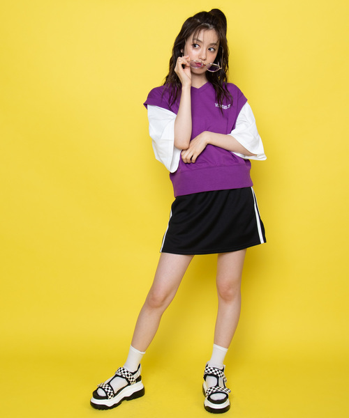 WEGO（ウィゴー）の「WEGO/ベストレイヤードTシャツ（Tシャツ/カットソー・レディース・パープル/ブラック・FREE）」の7枚目の写真