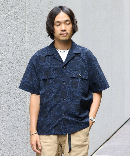 JOINT WORKS(ジョイントワークス)の「サッカーバティックミリタリーシャツ(シャツ/ブラウス・メンズ・ネイビー/ブルー系その他/オレンジ・LARGE/MEDIUM)」の3枚目の写真