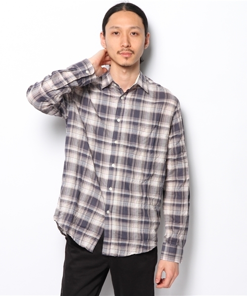 goa(ゴア)の「C/Lチェックシャツ(シャツ/ブラウス・メンズ・ブラウン/ブルー/ネイビー・FREE)」の1枚目の写真