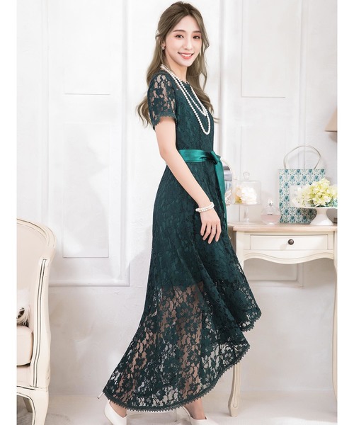 Cinderella(シンデレラ)の「パーティードレス ロングドレス ワンピース ロング丈 ロングワンピース 結婚式 お呼ばれ フォーマル 半袖 レース フィッシュテール(ドレス・レディース・ネイビー/ブルー/グリーン/ブラウン/ブラック・SMALL/MEDIUM/LARGE/X-LARGE/XX-LARGE)」の21枚目の写真