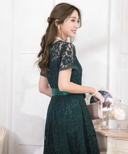 Cinderella(シンデレラ)の「パーティードレス ロングドレス ワンピース ロング丈 ロングワンピース 結婚式 お呼ばれ フォーマル 半袖 レース フィッシュテール(ドレス・レディース・ネイビー/ブルー/グリーン/ブラウン/ブラック・SMALL/MEDIUM/LARGE/X-LARGE/XX-LARGE)」の22枚目の写真