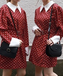 PairPair | 無地＆ドット柄襟付ワンピース(ワンピース)