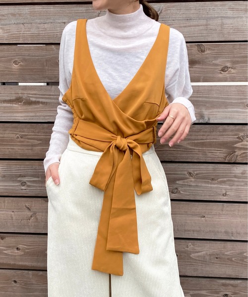 PICCIN（ピッチン）の「キャミソール型リボン付きビスチェ（その他トップス・レディース・ネイビー/イエロー/グリーン・FREE）」の4枚目の写真