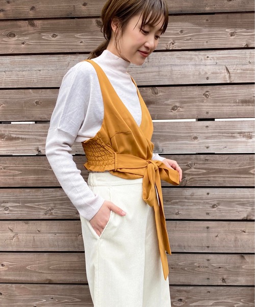 PICCIN（ピッチン）の「キャミソール型リボン付きビスチェ（その他トップス・レディース・ネイビー/イエロー/グリーン・FREE）」の5枚目の写真