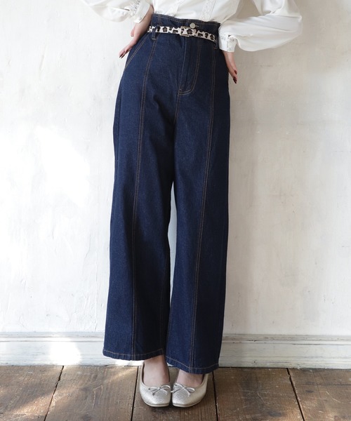 one after another NICE CLAUP(ワンアフターアナザーナイスクラップ)の「ハイウエストデニムパンツ(デニムパンツ・レディース・アイボリー/ネイビー/ベージュ/ブラック・SMALL/MEDIUM)」の4枚目の写真