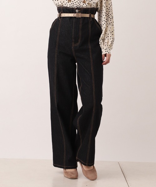 one after another NICE CLAUP(ワンアフターアナザーナイスクラップ)の「ハイウエストデニムパンツ(デニムパンツ・レディース・アイボリー/ネイビー/ベージュ/ブラック・SMALL/MEDIUM)」の2枚目の写真