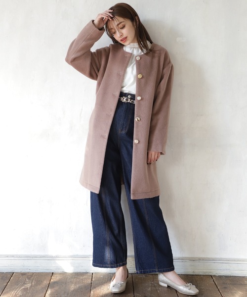 one after another NICE CLAUP(ワンアフターアナザーナイスクラップ)の「ハイウエストデニムパンツ(デニムパンツ・レディース・アイボリー/ネイビー/ベージュ/ブラック・SMALL/MEDIUM)」の5枚目の写真